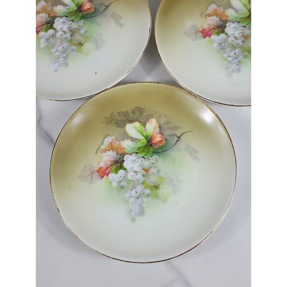 Eagle China Austria Bread Plate White Grapes Porcelain 6 1/4" Gold Trim x6 - Picture 8 of 15